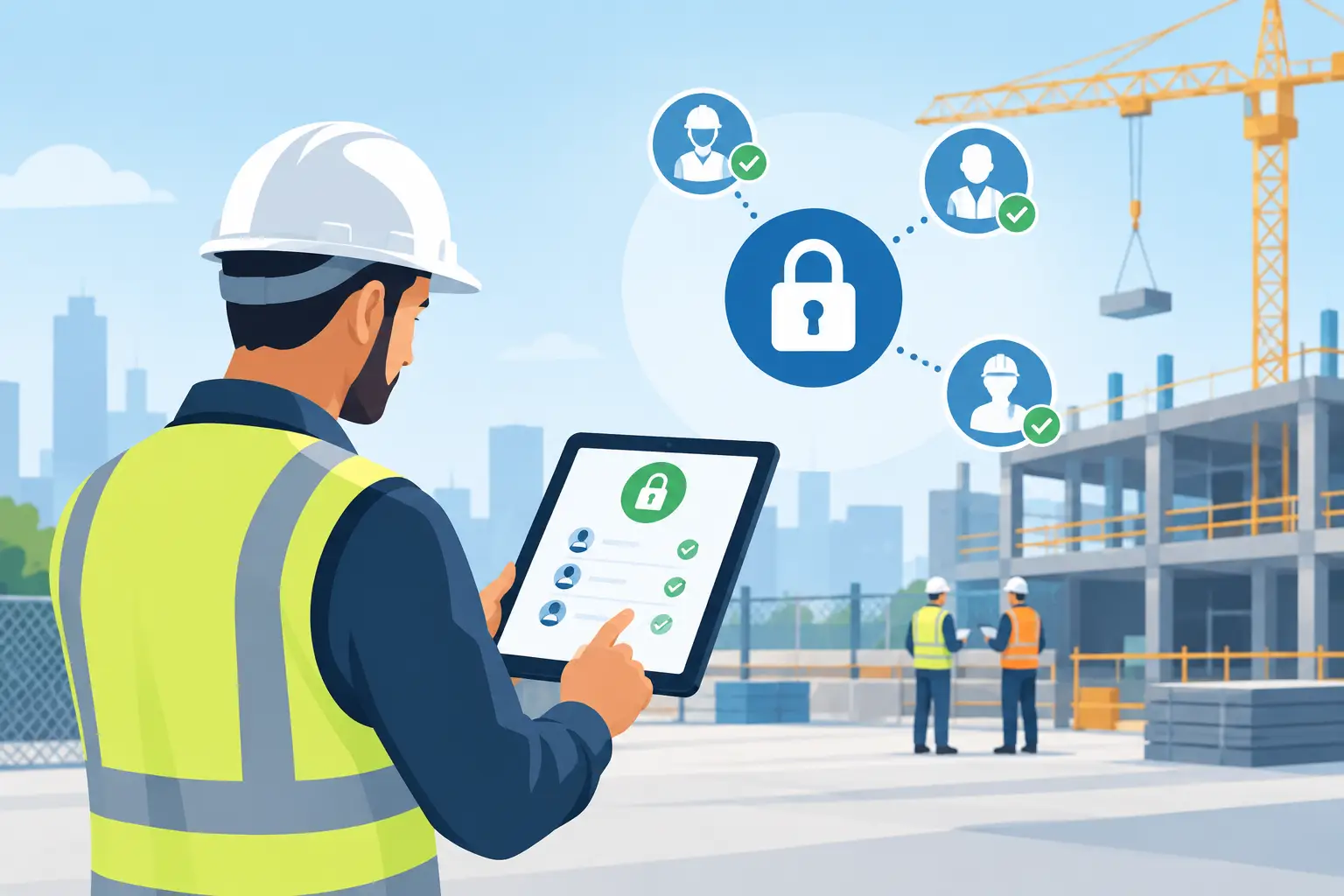 Contractor using secure digital project access on a construction site